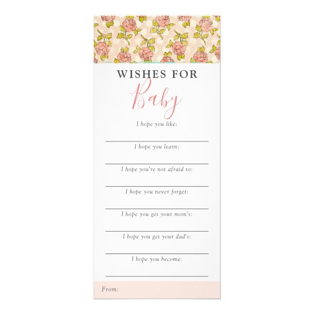 Shabby Chic Rosas Desea Tarjeta De Juego Baby Show (Frente)
