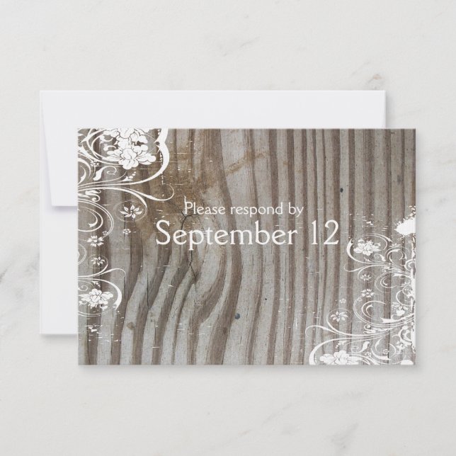 Shabby Chic RSVP de madera con sobres (Anverso)