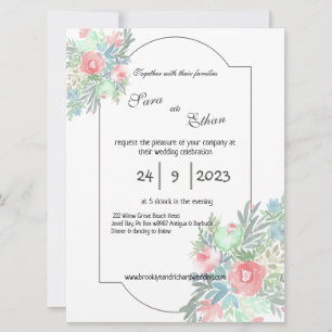 Shabby Chic, Rubor y menta, invitación a la boda