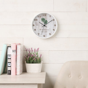 Shabby de madera encalada reloj Chic personalizado
