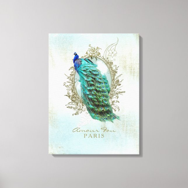 Shabby Peacock turquesa - Lienzo envuelto (Anverso)