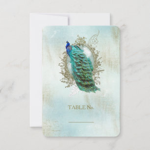 Shabby Peacock turquesa - Tarjeta de número de tab