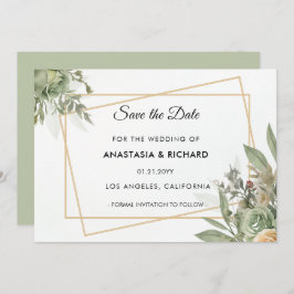 Shades of Sage Wedding Guardar la tarjeta de fecha