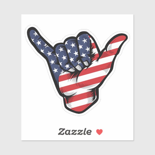 Shaka Hand America Flag Good Vibes Pegatina (Hoja)