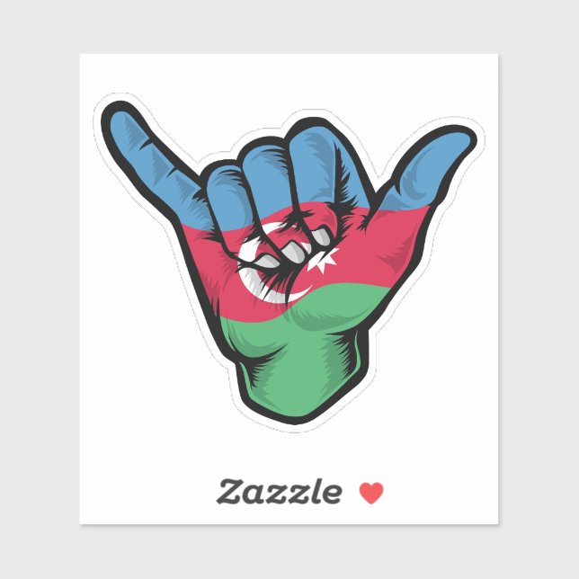 Shaka Hand Azerbaijan Bandera, Pegatina de buenas  (Hoja)