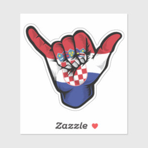 Shaka Hand Croatia Flag Pegatina de buenas vibraci