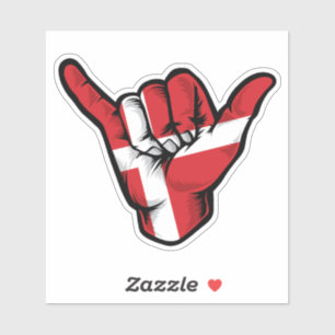 Shaka Hand Dinamarca Bandera Pegatina de buenas vi