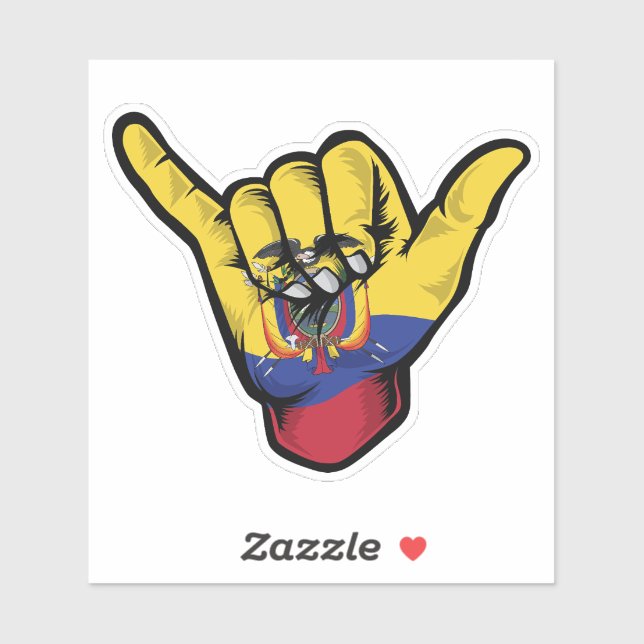 Shaka Hand Ecuador Flag Pegatina buenas vibracione (Hoja)