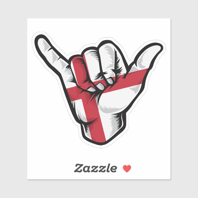 Shaka Hand England Flag Good Vibes Pegatina (Hoja)