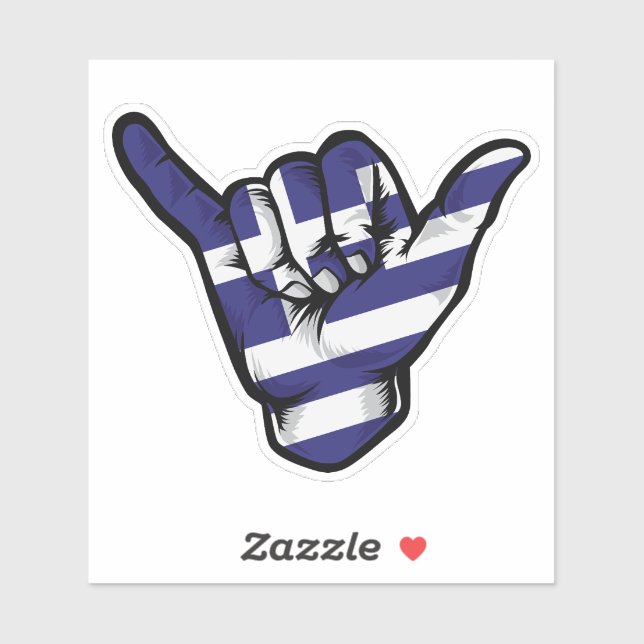 Shaka Hand Greece Flag Good Vibes Pegatina (Hoja)
