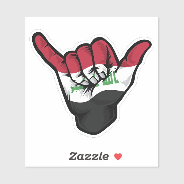 Shaka Hand Iraq Flag Good Vibes Pegatina (Hoja)