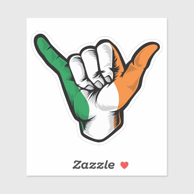 Shaka Hand Ireland Flag Good Vibes Pegatina (Hoja)