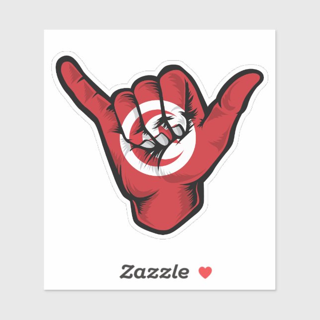 Shaka Hand, la bandera tunecina, Pegatina de buena (Hoja)