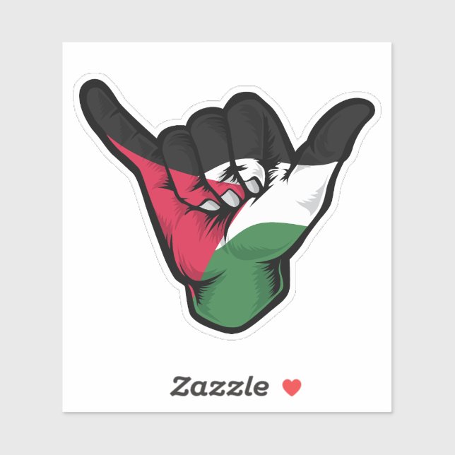 Shaka Hand Palestine Flag Pegatina de buenas vibra (Hoja)