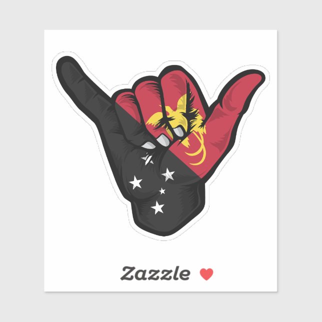 Shaka Hand Papúa Flag Good Vibes Pegatina (Hoja)
