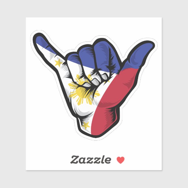 Shaka Hand Philippines Flag Good Vibes Pegatina (Hoja)