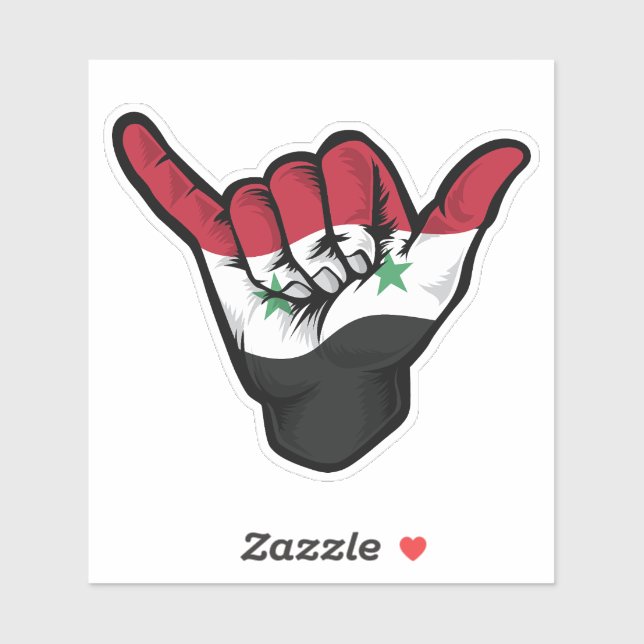 Shaka Hand Syria Flag Good Vibes Pegatina (Hoja)