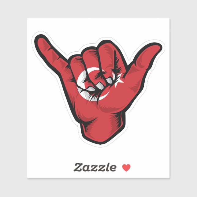 Shaka Hand Turkey Flag Good Vibes Pegatina (Hoja)