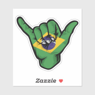 Shaka mano Bandera de Brasil Pegatina de buenas vi
