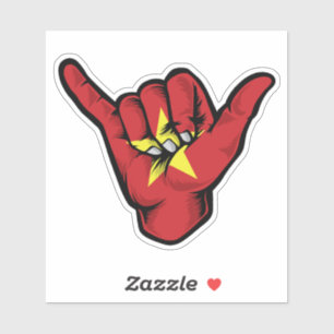 Shaka mano Bandera de Vietnam Pegatina de buenas v