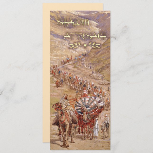Shalom en Pesach. Tarjeta de saludo de Passover de (Anverso / Reverso)