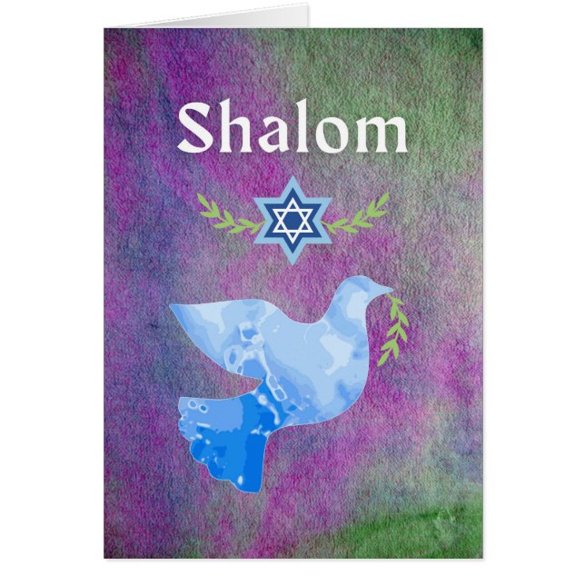 Shalom para Pesach Dove Magen David Olive Branch (Frente)