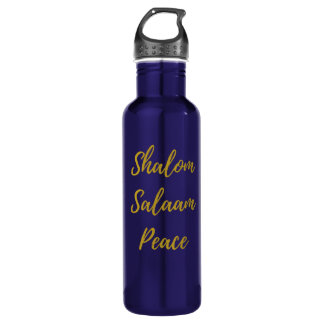 Shalom Salaam Mensaje de paz botella de agua