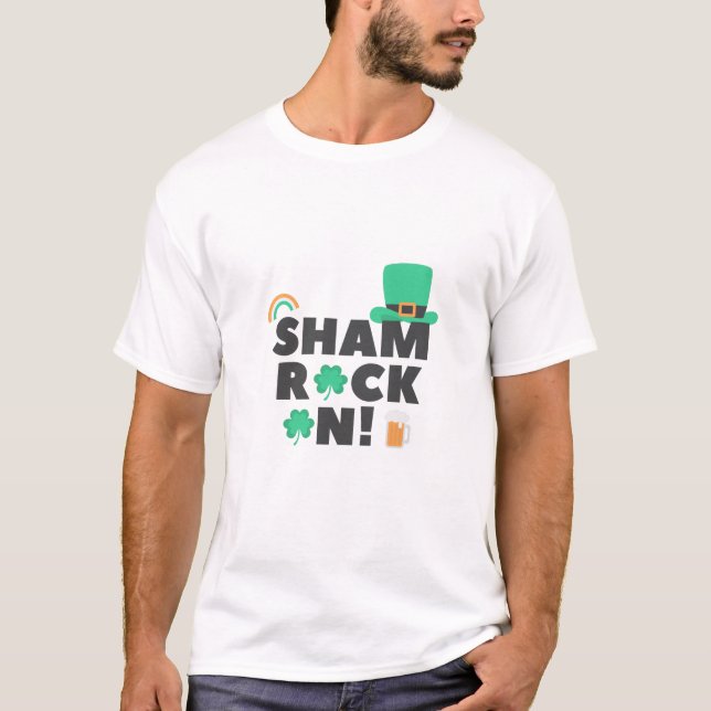 "¡SHAM ROCK N! " CAMISETA DE LOS HOMBRES (Anverso)