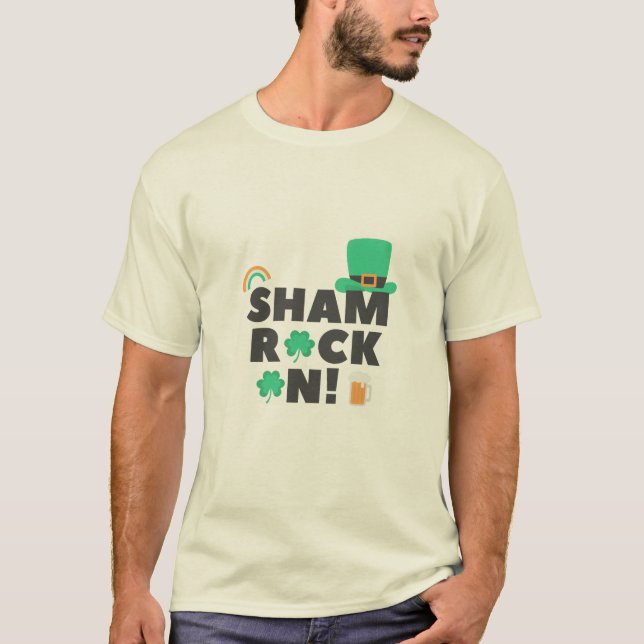 "¡SHAM ROCK N! " CAMISETA DE LOS HOMBRES (Anverso)