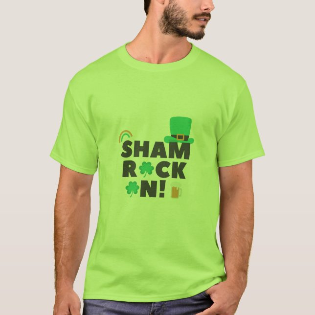 "¡SHAM ROCK N! " CAMISETA DE LOS HOMBRES (Anverso)