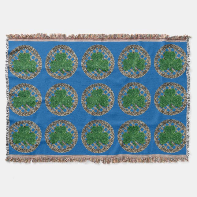 Shamrock azul sobre nudos celtas lanzan una manta (Anverso)
