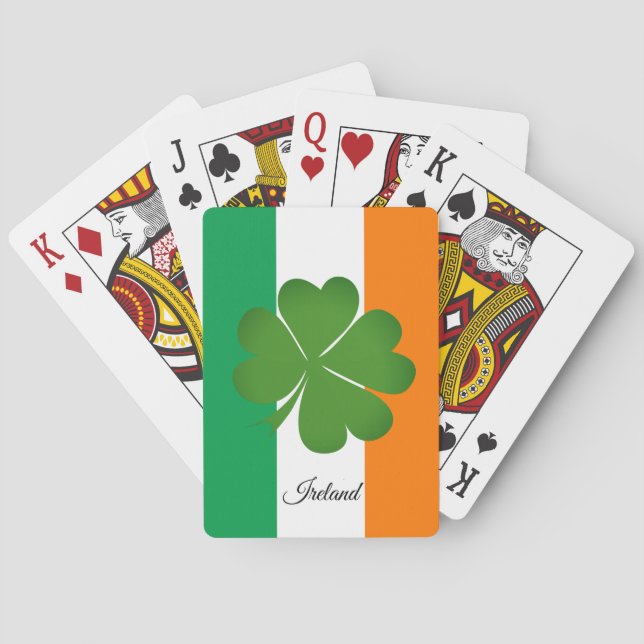 Shamrock, bandera irlandesa, juegos de cartas de I (Reverso)