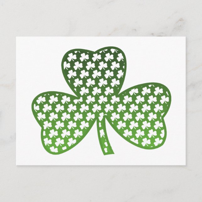 Shamrock blanco en postal verde Shamrock (Anverso)