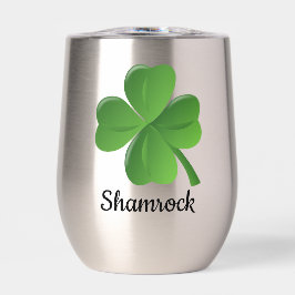 Shamrock Clover Design Thermal Wine Tumbler