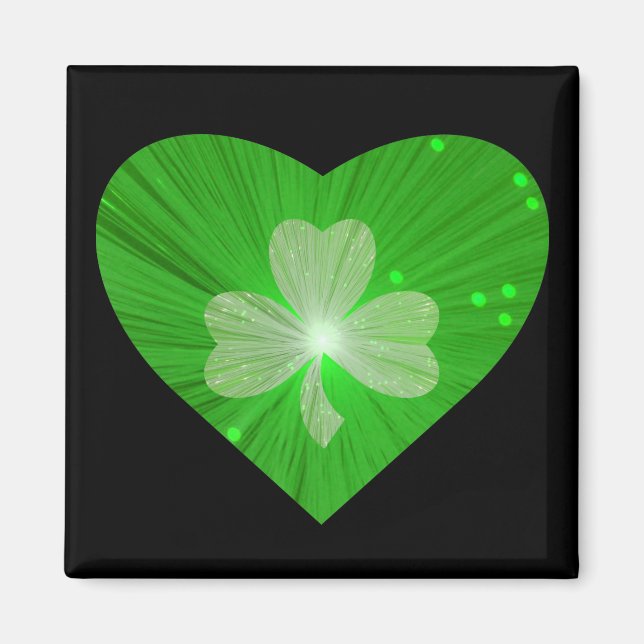 Shamrock Corazón imán negro (Frente)