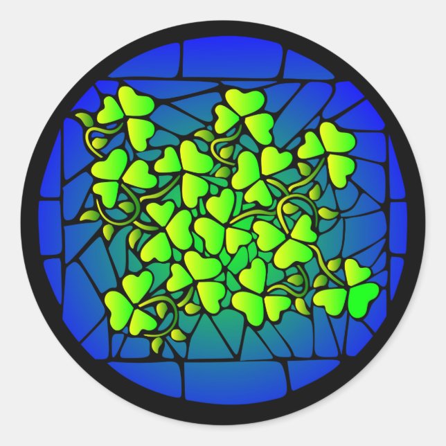 Shamrock de vidrio templado en Pegatinas azules (Anverso)