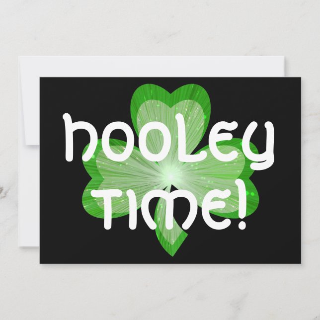 Shamrock grande 'Hooley Time!' invitación negro (Anverso)