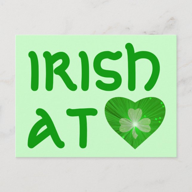 Shamrock Heart 'Irlandés at Heart' postal green (Anverso)