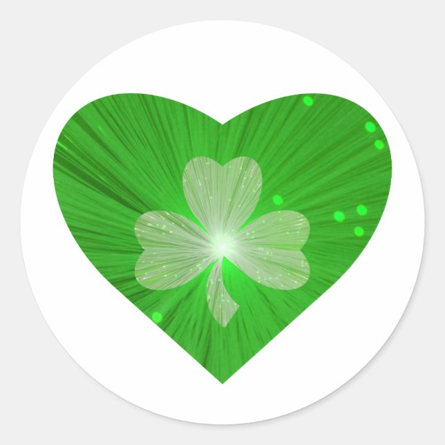 Shamrock Heart pegatina blanco redondo (Anverso)