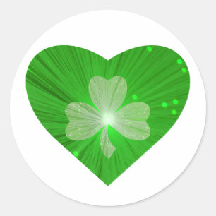 Shamrock Heart pegatina blanco redondo