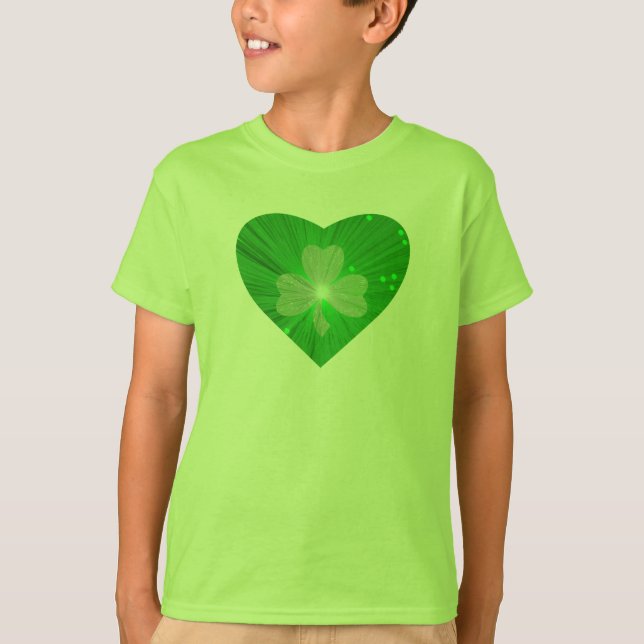 Shamrock Heart ropa básica norteamericana camiseta (Anverso)