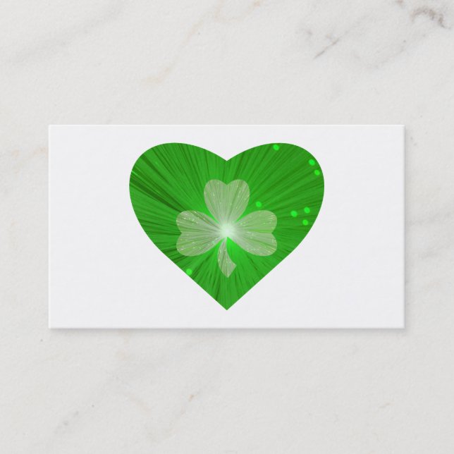 Shamrock Heart tarjeta de visita blanca (Anverso)