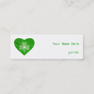 Shamrock Heart tarjeta de visita blanca skinny
