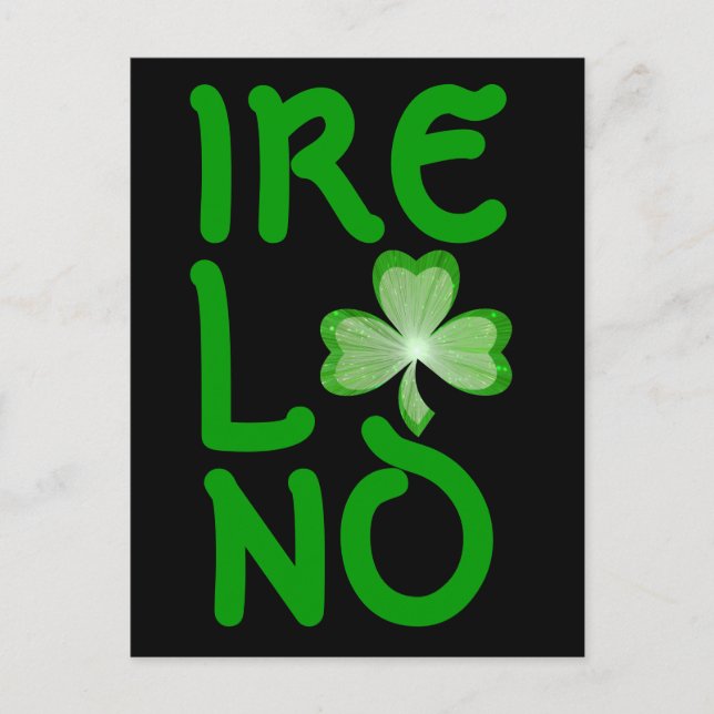 Shamrock 'Ireland' postal vertical negro (Anverso)