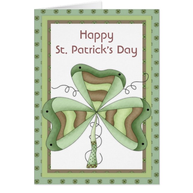 Shamrock irlandés 2 Happy St. Patrick's Day Card (Frente)