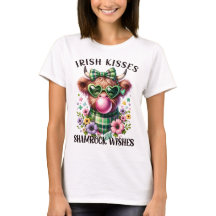 Shamrock irlandés desea camiseta de vaca Highland