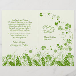 Shamrock irlandés en un programa de boda pradera