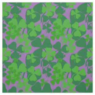 Shamrock irlandés, lavanda, estampado de tela de t