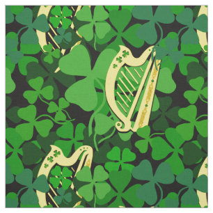 Shamrock irlandés, negro, papel irlandés de tela
