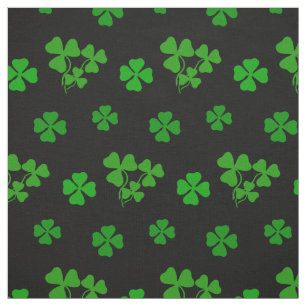 Shamrock irlandés, negro, tela de trébol verde